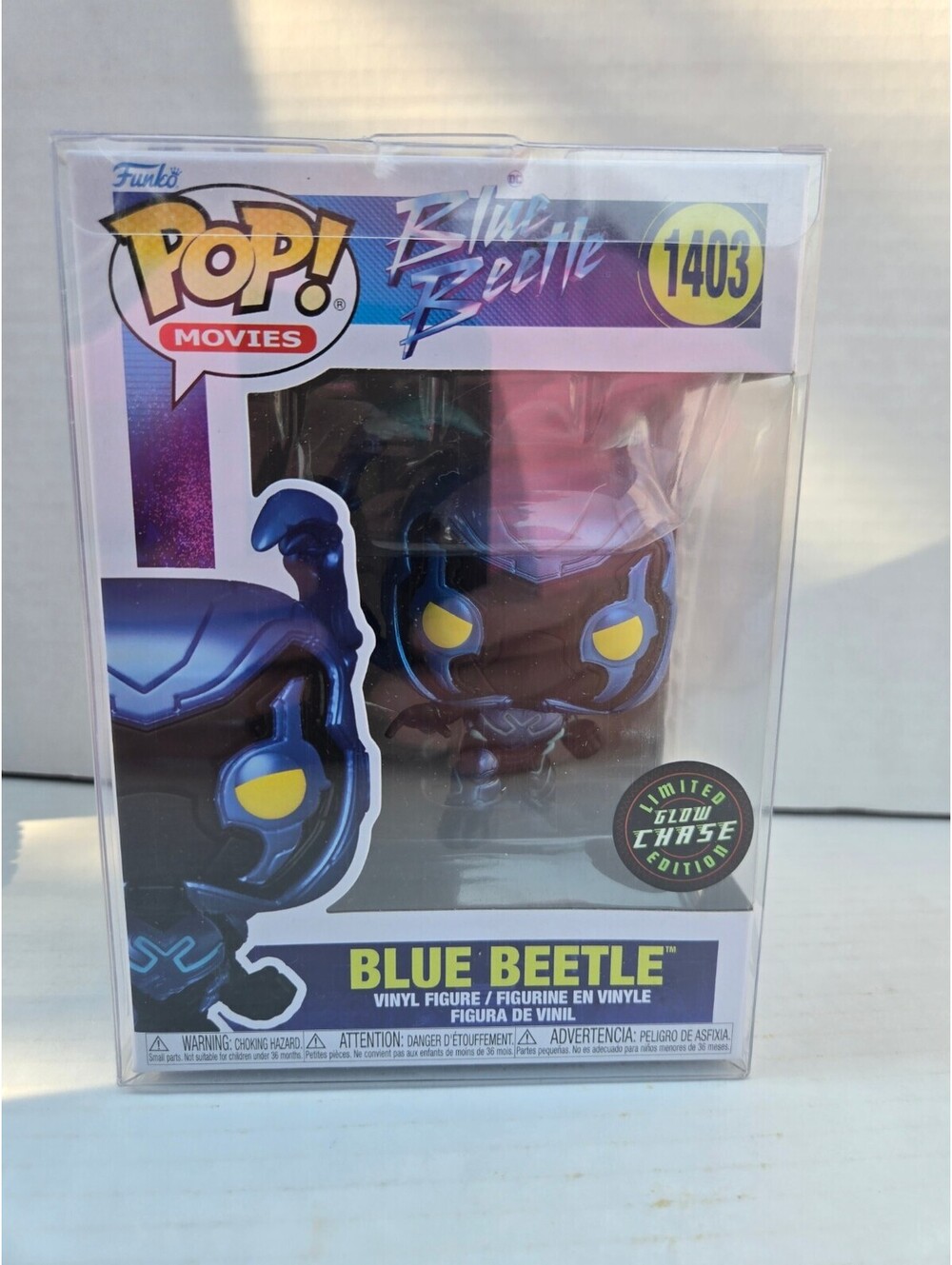 Funko Pop! Movies Blue Beetle #1403 Limited Glow Chase Edition in Plastic